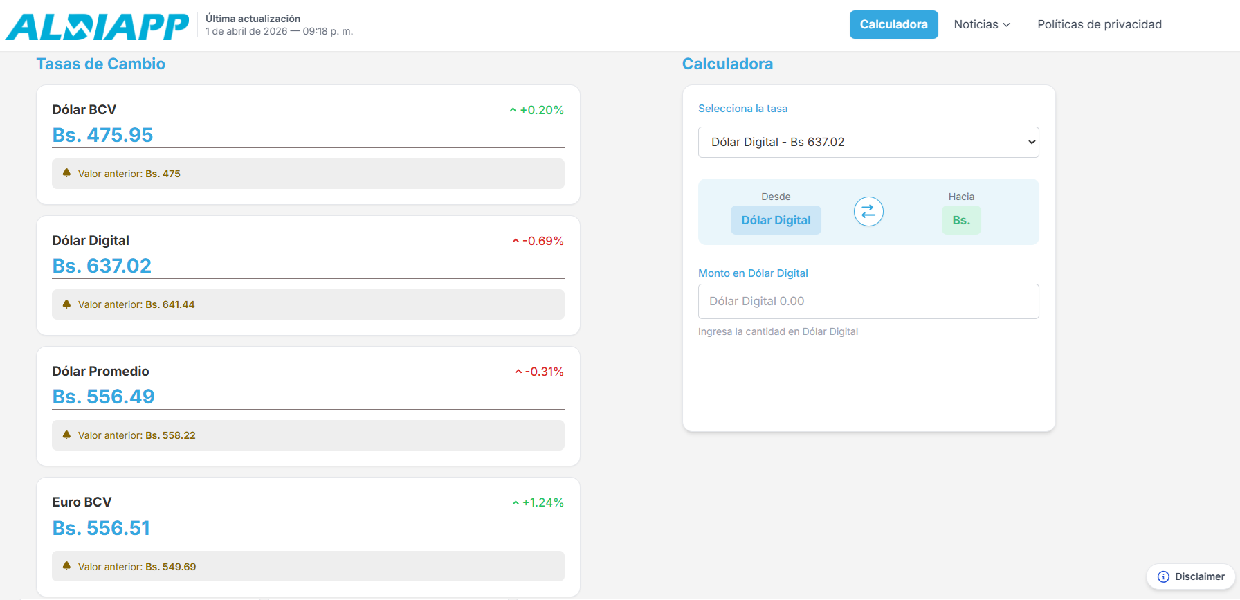 Módulo Calculadora de Divisas
